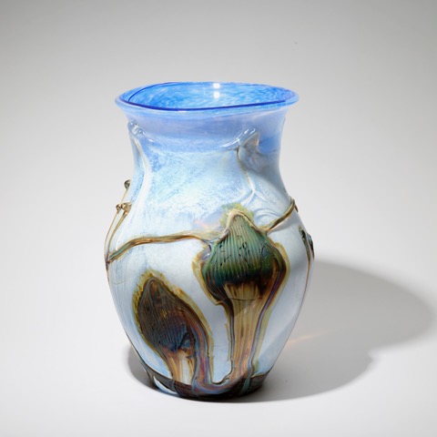 Grand vase bleu ciel irisé