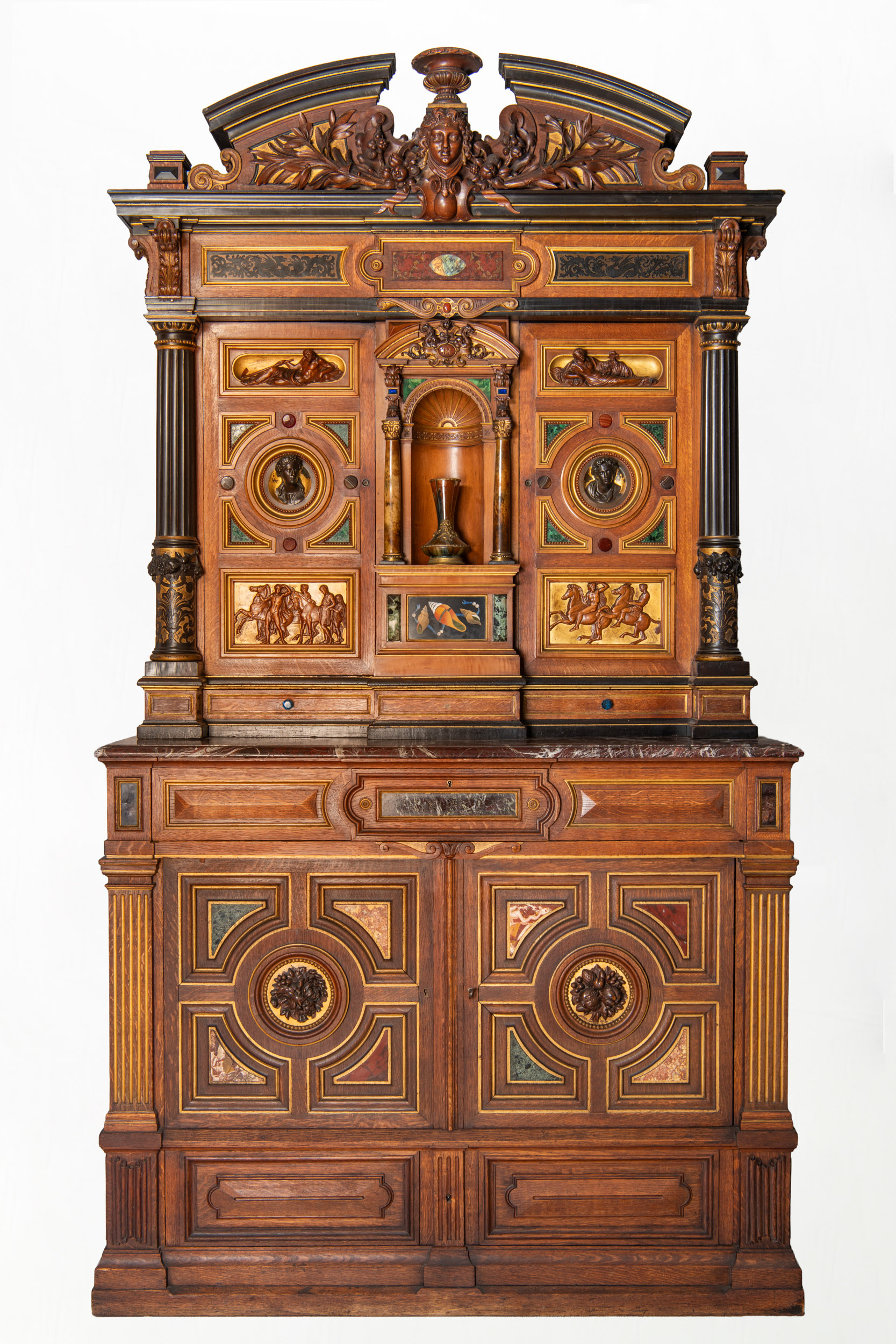 Important et rare cabinet à deux corps par Jean-Pierre HOEFER, vers 1861